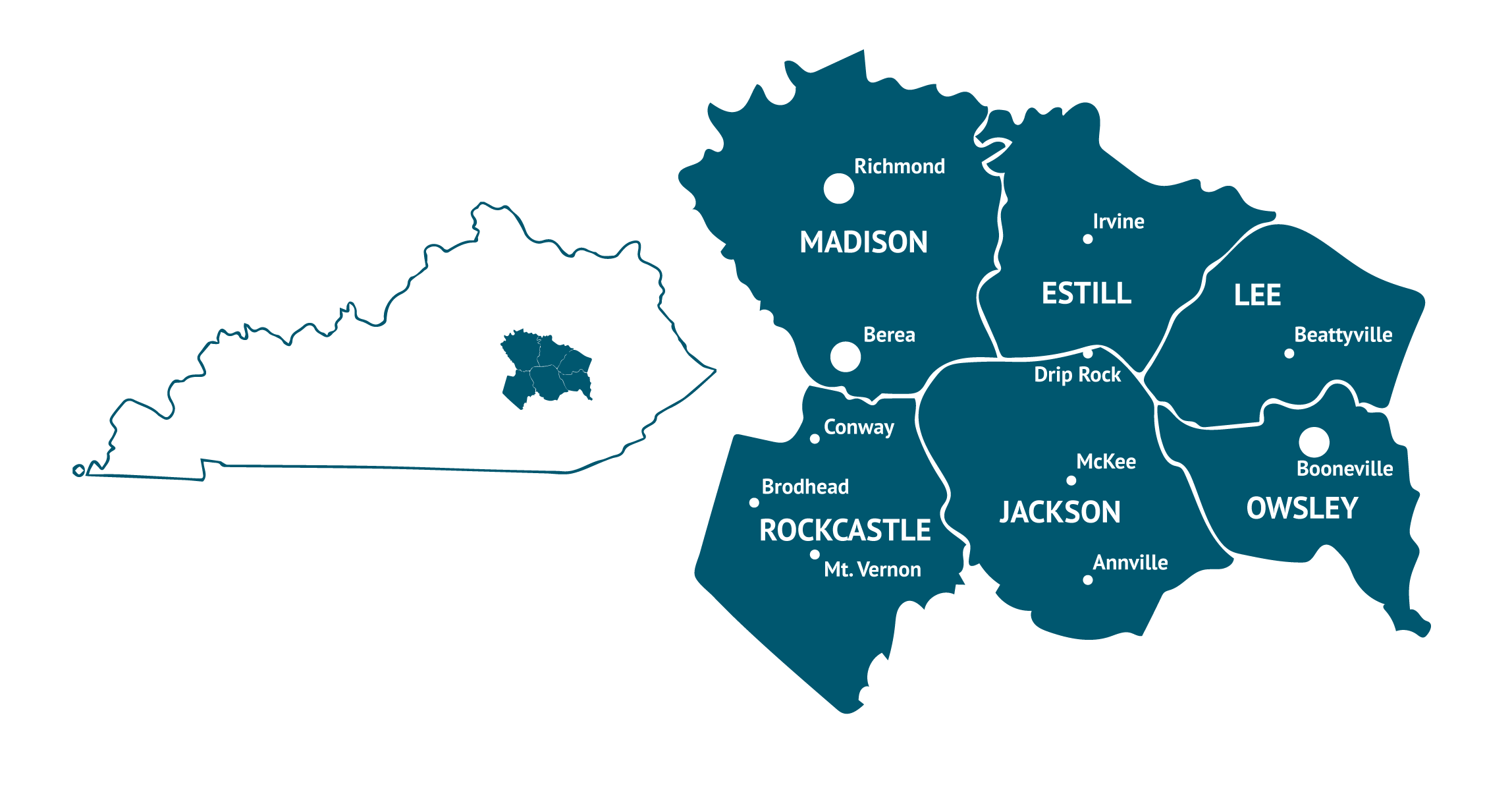 Hospice Care Plus serves - Madison, Estill, Lee, Rockcastle, Jackson, and Owsley Counties - long@2x