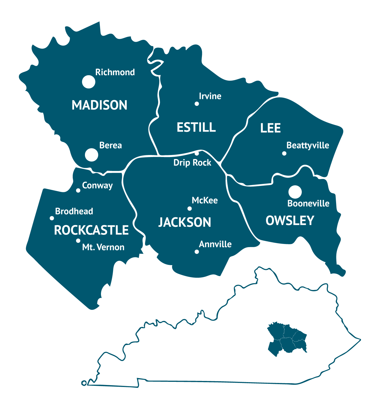 Hospice Care Plus serves - Madison, Estill, Lee, Rockcastle, Jackson, and Owsley Counties@2x